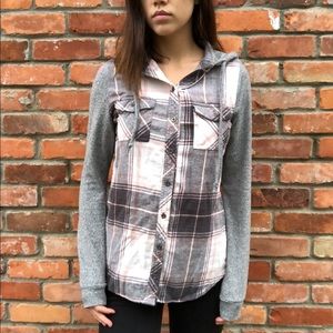 🌵Polly & Esther Mixed Media Top with Hood